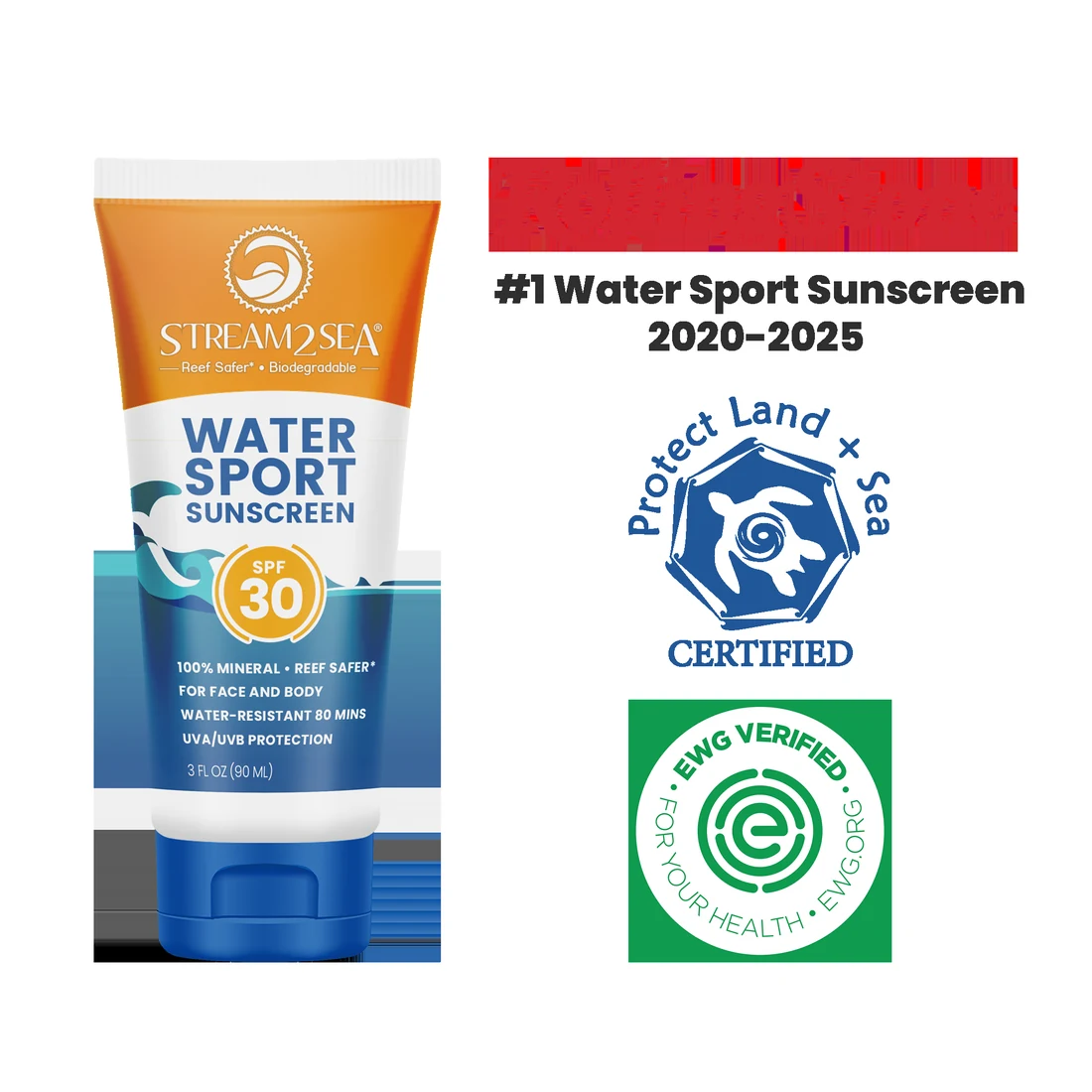 Stream2Sea Sunscreen for Face and Body - SPF 30, 3 oz